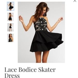 Lace Bodice Skater Dress